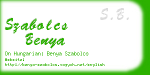 szabolcs benya business card